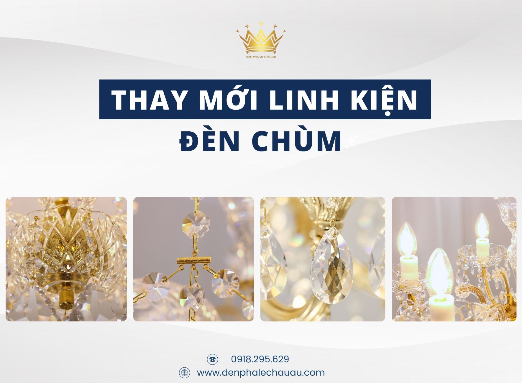 Thay mới linh kiện đèn chùm và đèn pha lê uy tín, nhanh chóng